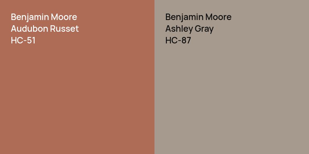 Benjamin Moore Audubon Russet vs. Benjamin Moore Ashley Gray