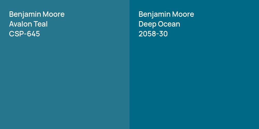 Benjamin Moore Avalon Teal vs. Benjamin Moore Deep Ocean