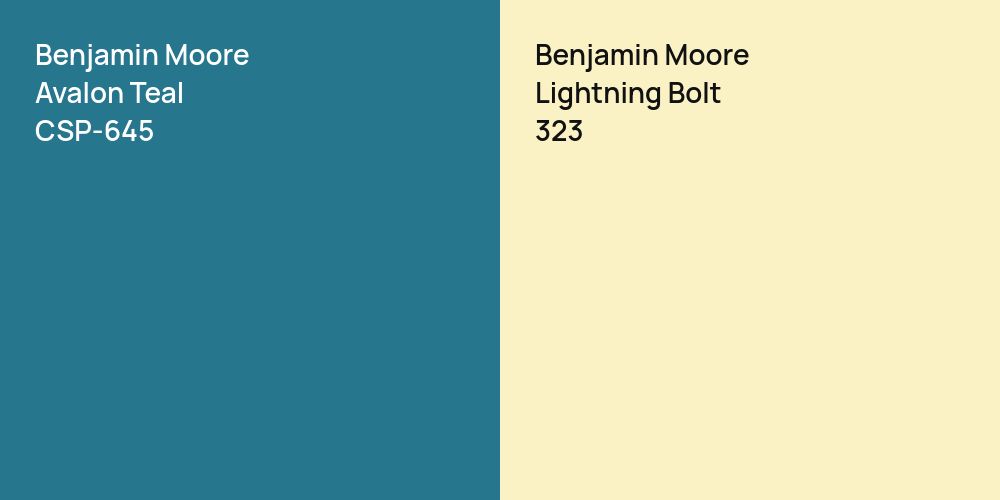 Benjamin Moore Avalon Teal vs. Benjamin Moore Lightning Bolt