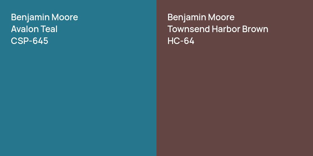 Benjamin Moore Avalon Teal vs. Benjamin Moore Townsend Harbor Brown