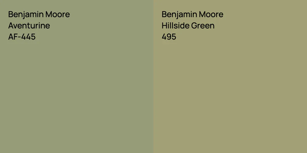 Benjamin Moore Aventurine vs. Benjamin Moore Hillside Green