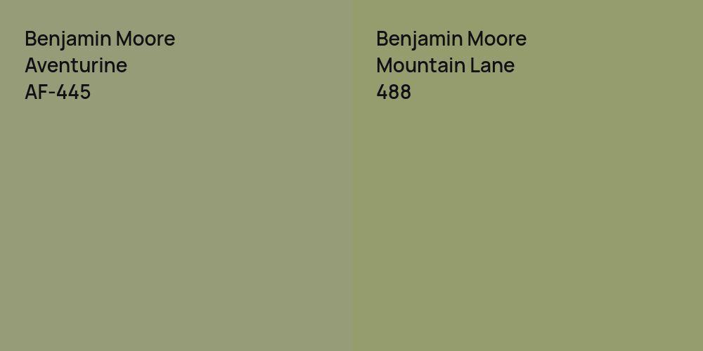 Benjamin Moore Aventurine vs. Benjamin Moore Mountain Lane