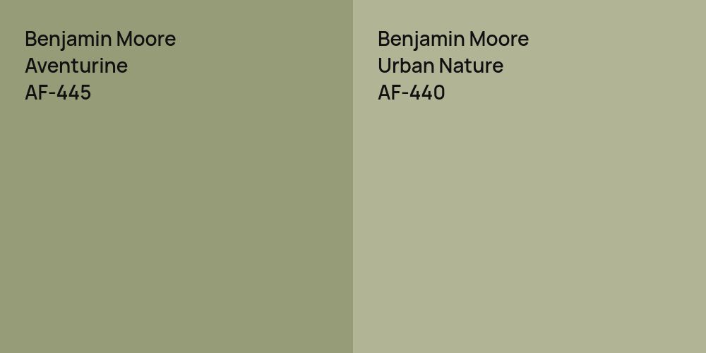 Benjamin Moore Aventurine vs. Benjamin Moore Urban Nature