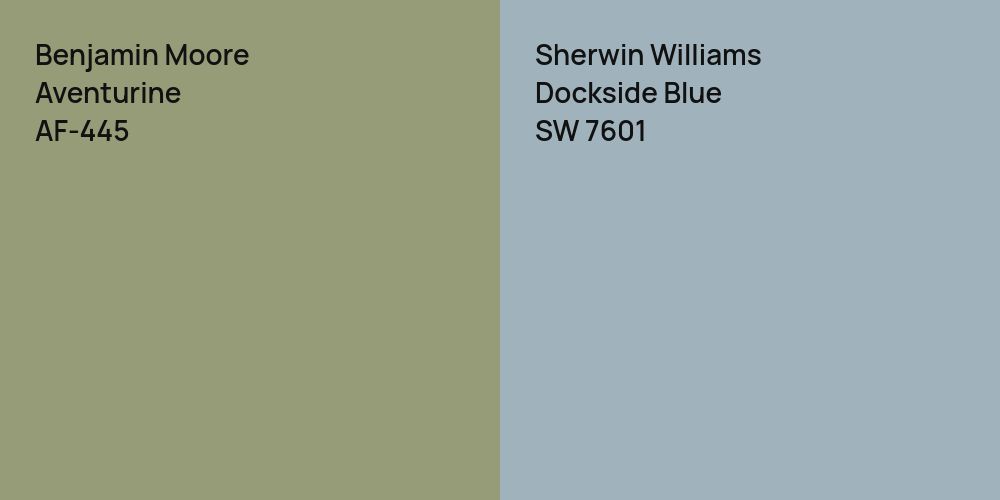 Benjamin Moore Aventurine vs. Sherwin Williams Dockside Blue