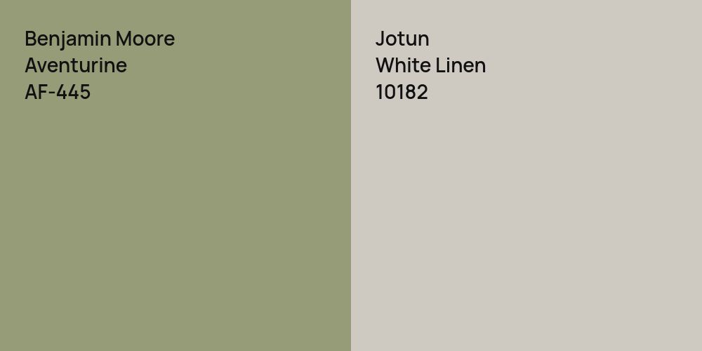 Benjamin Moore Aventurine vs. Jotun White Linen