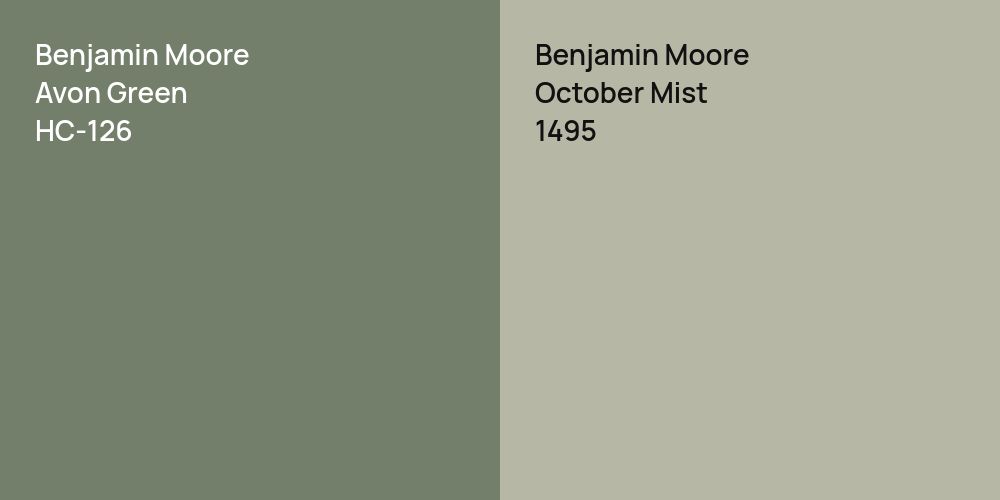 Benjamin Moore Avon Green vs. Benjamin Moore October Mist