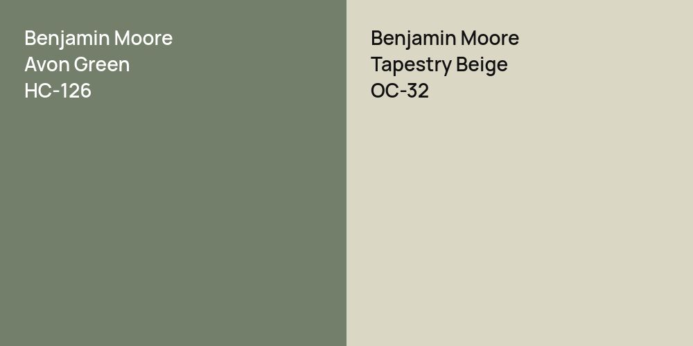 Benjamin Moore Avon Green vs. Benjamin Moore Tapestry Beige