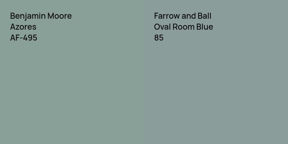 Benjamin Moore Azores vs. Farrow and Ball Oval Room Blue