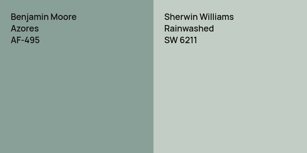 Benjamin Moore Azores vs. Sherwin Williams Rainwashed