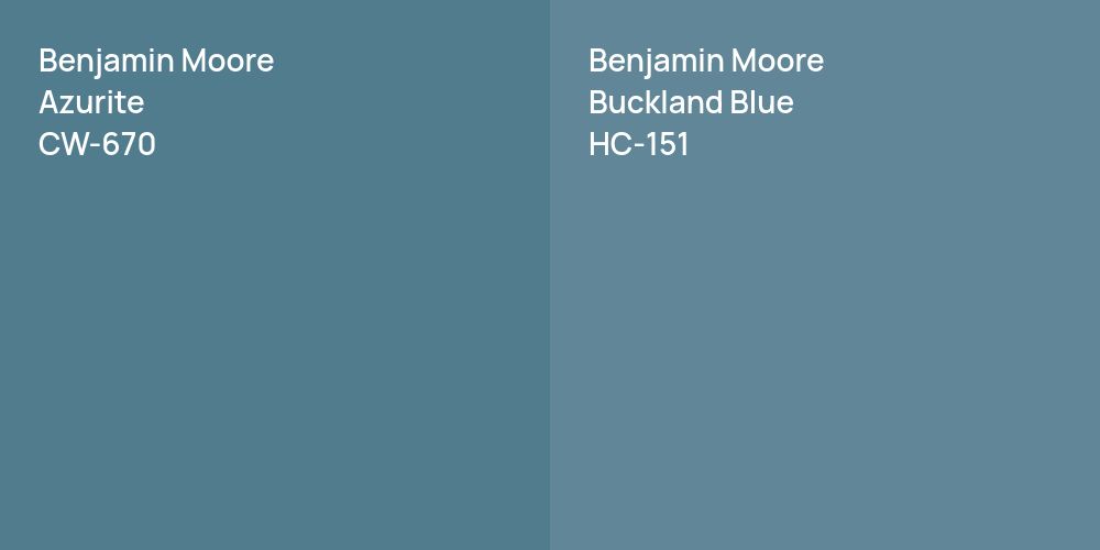 Benjamin Moore Azurite vs. Benjamin Moore Buckland Blue