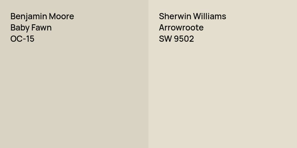 Benjamin Moore Baby Fawn vs. Sherwin Williams Arrowroote