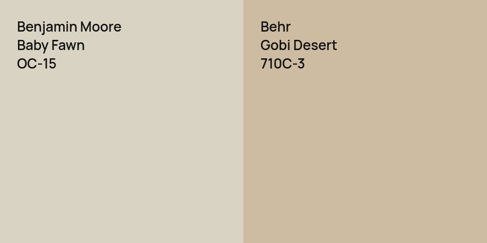 Benjamin Moore Baby Fawn vs. Behr Gobi Desert