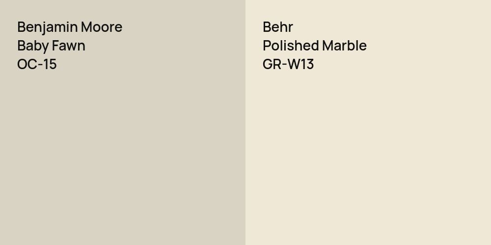 Benjamin Moore Baby Fawn vs. Behr Polished Marble