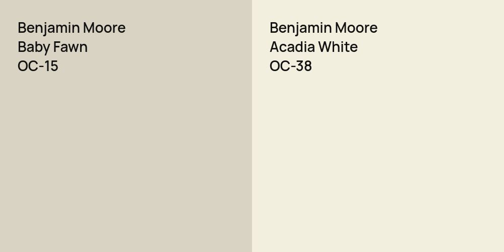 Benjamin Moore Baby Fawn vs. Benjamin Moore Acadia White