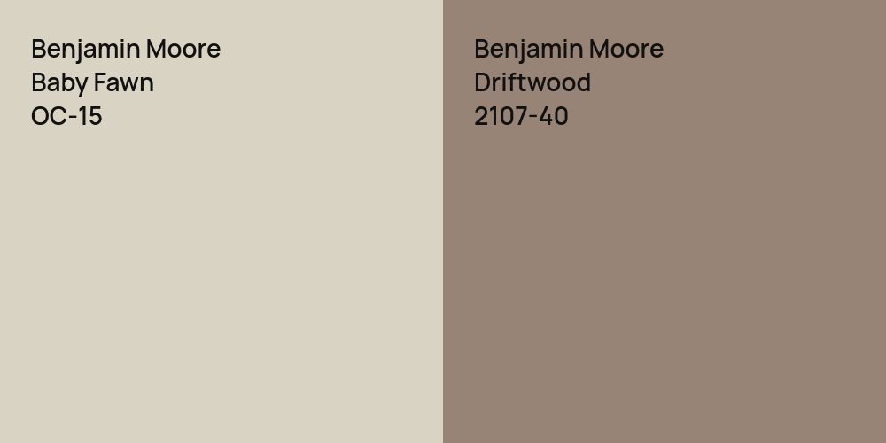 Benjamin Moore Baby Fawn vs. Benjamin Moore Driftwood