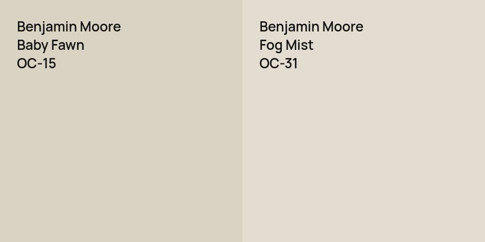 Benjamin Moore Baby Fawn vs. Benjamin Moore Fog Mist