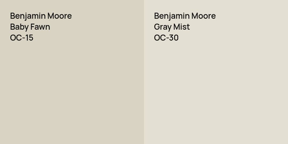 Benjamin Moore Baby Fawn vs. Benjamin Moore Gray Mist