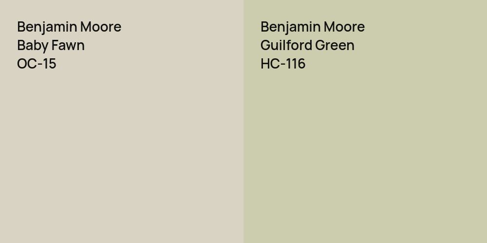 Benjamin Moore Baby Fawn vs. Benjamin Moore Guilford Green