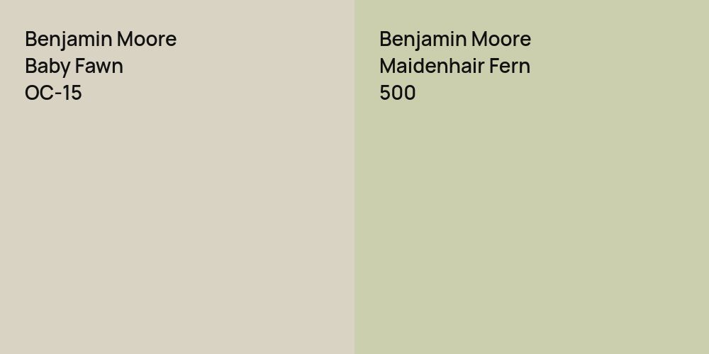 Benjamin Moore Baby Fawn vs. Benjamin Moore Maidenhair Fern