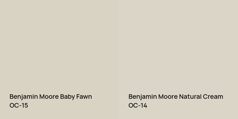 Benjamin Moore Baby Fawn vs. Benjamin Moore Natural Cream