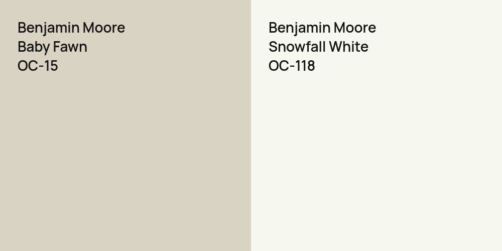 Benjamin Moore Baby Fawn vs. Benjamin Moore Snowfall White