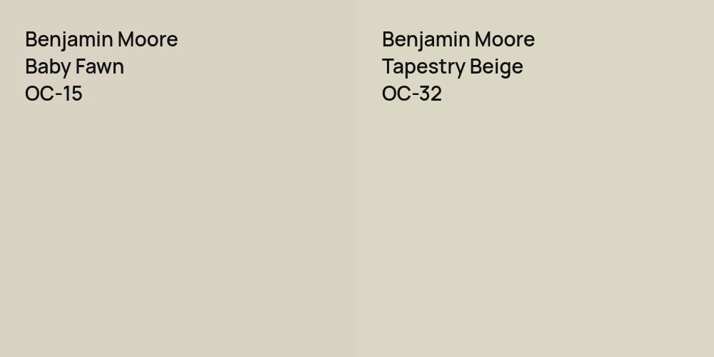 Benjamin Moore Baby Fawn vs. Benjamin Moore Tapestry Beige