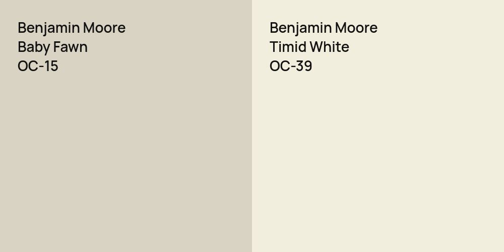 Benjamin Moore Baby Fawn vs. Benjamin Moore Timid White