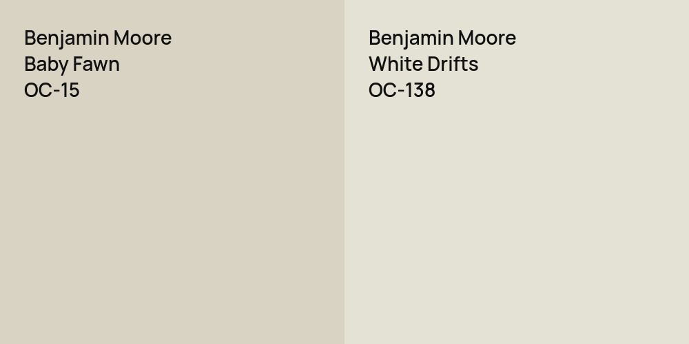 Benjamin Moore Baby Fawn vs. Benjamin Moore White Drifts