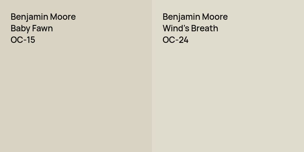 Benjamin Moore Baby Fawn vs. Benjamin Moore Wind's Breath