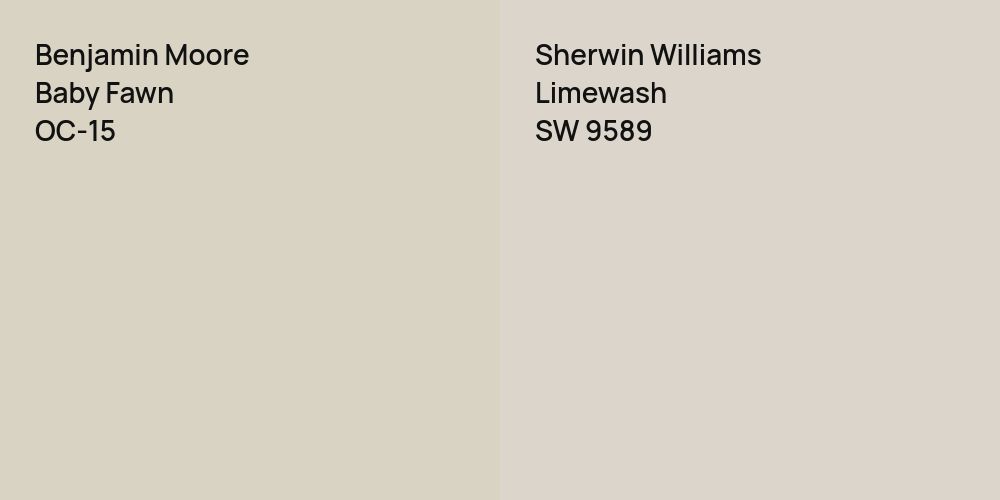 Benjamin Moore Baby Fawn vs. Sherwin Williams Limewash