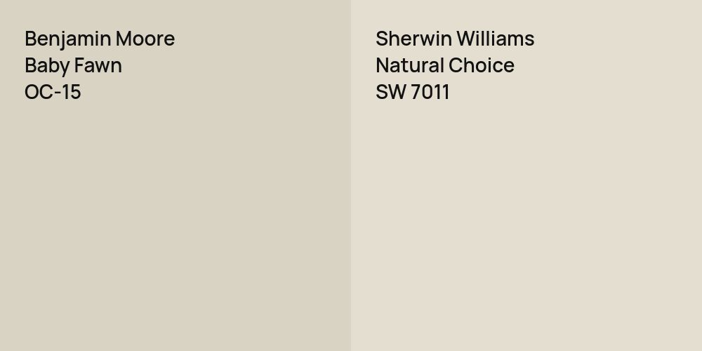 Benjamin Moore Baby Fawn vs. Sherwin Williams Natural Choice