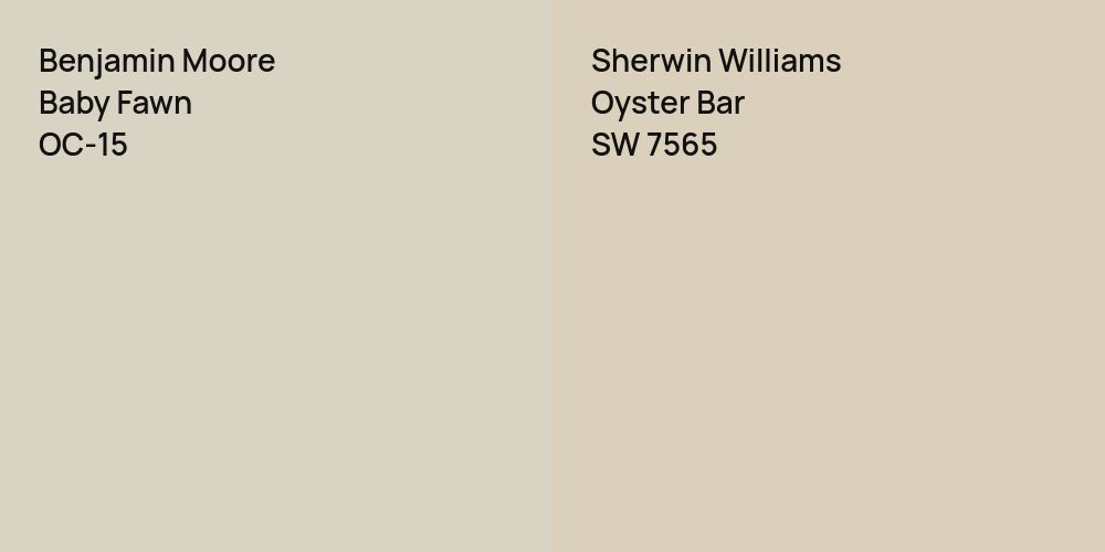 Benjamin Moore Baby Fawn vs. Sherwin Williams Oyster Bar