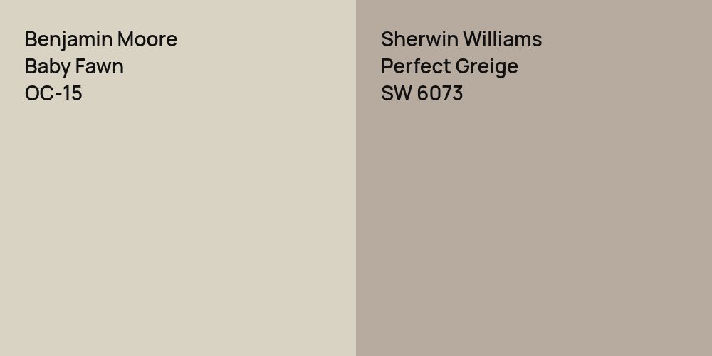 Benjamin Moore Baby Fawn vs. Sherwin Williams Perfect Greige