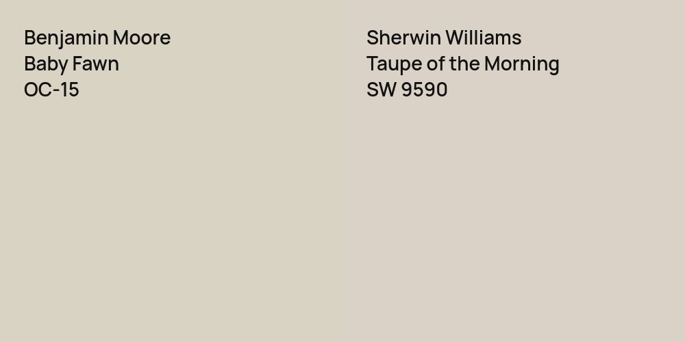 Benjamin Moore Baby Fawn vs. Sherwin Williams Taupe of the Morning