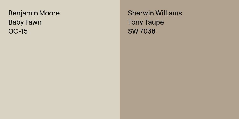 Benjamin Moore Baby Fawn vs. Sherwin Williams Tony Taupe