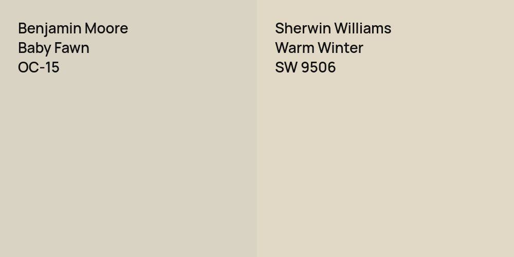 Benjamin Moore Baby Fawn vs. Sherwin Williams Warm Winter