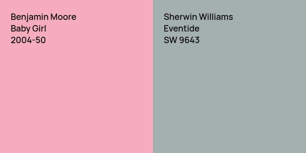 Benjamin Moore Baby Girl vs. Sherwin Williams Eventide