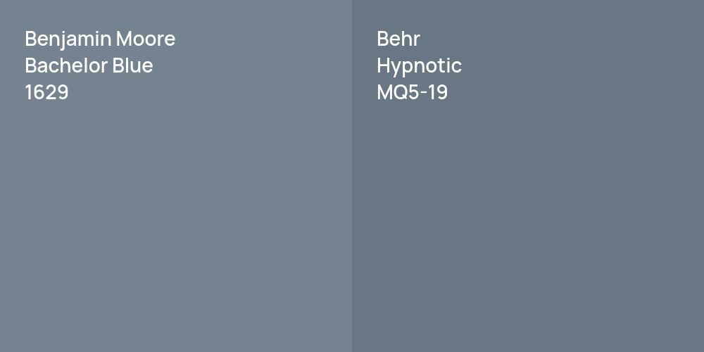 Benjamin Moore Bachelor Blue vs. Behr Hypnotic