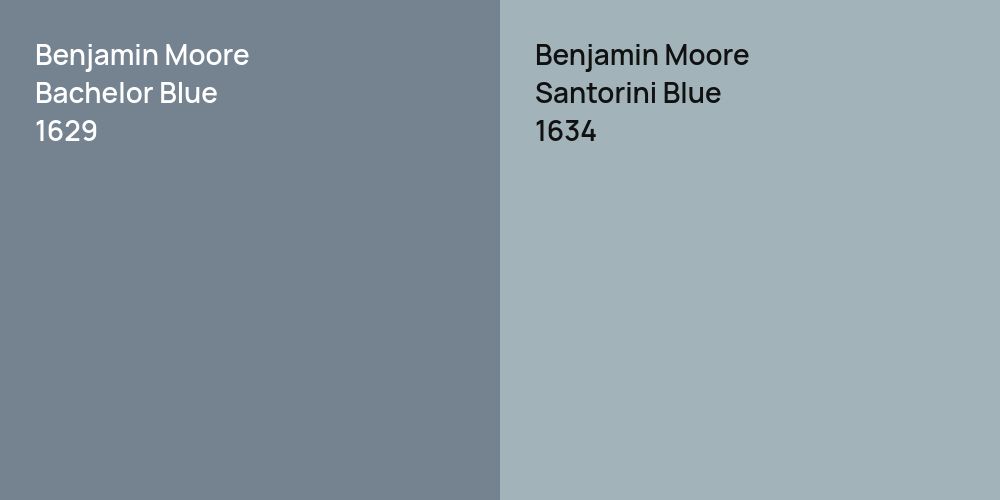 Benjamin Moore Bachelor Blue vs. Benjamin Moore Santorini Blue