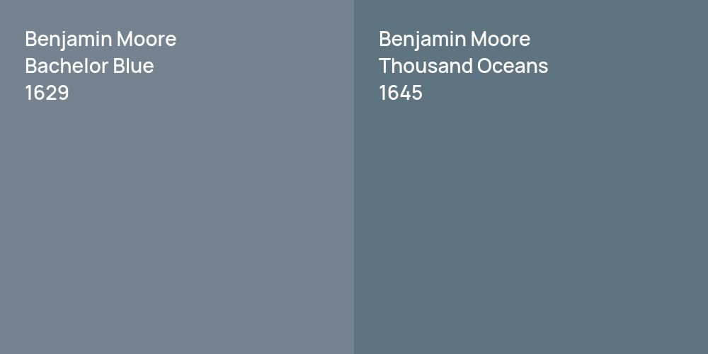 Benjamin Moore Bachelor Blue vs. Benjamin Moore Thousand Oceans