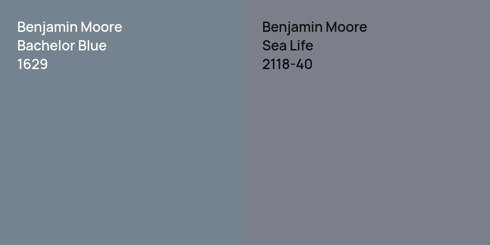 Benjamin Moore Bachelor Blue vs. Benjamin Moore Sea Life