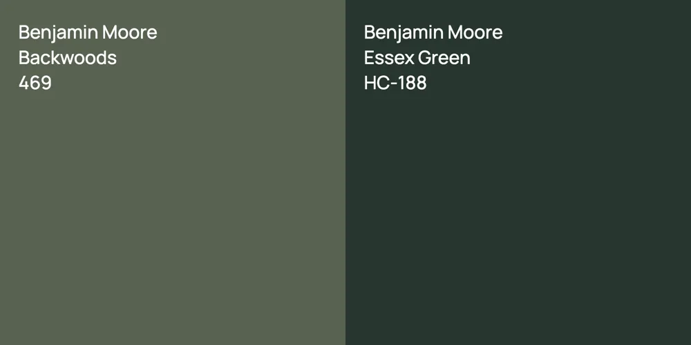 Benjamin Moore Backwoods vs. Benjamin Moore Essex Green