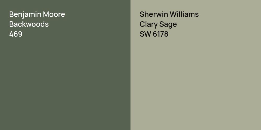 Benjamin Moore Backwoods vs. Sherwin Williams Clary Sage