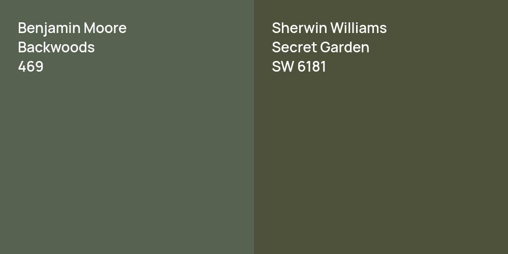 Benjamin Moore Backwoods vs. Sherwin Williams Secret Garden