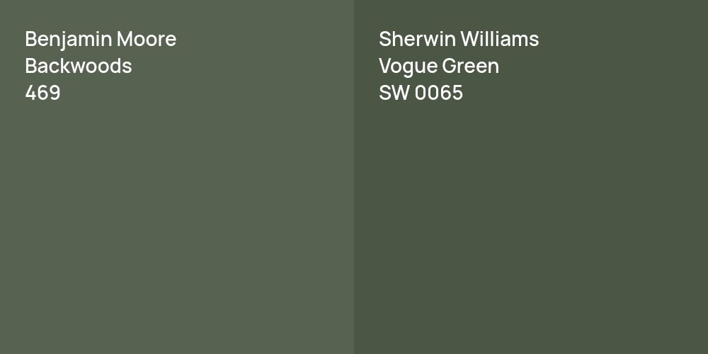 Benjamin Moore Backwoods vs. Sherwin Williams Vogue Green