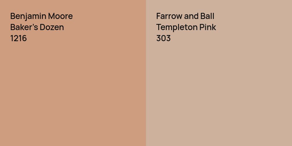 Benjamin Moore Baker's Dozen vs. Farrow and Ball Templeton Pink