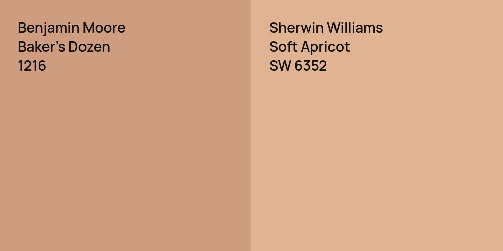 Benjamin Moore Baker's Dozen vs. Sherwin Williams Soft Apricot