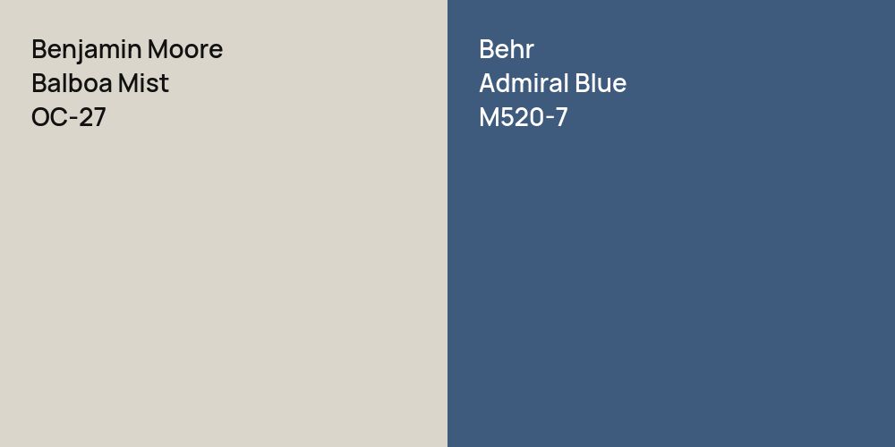 Benjamin Moore Balboa Mist vs. Behr Admiral Blue