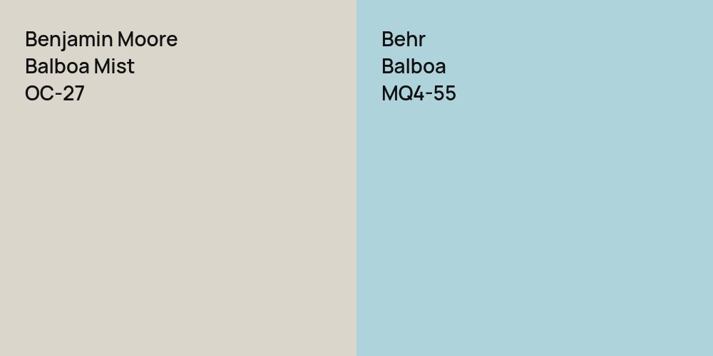 Benjamin Moore Balboa Mist vs. Behr Balboa