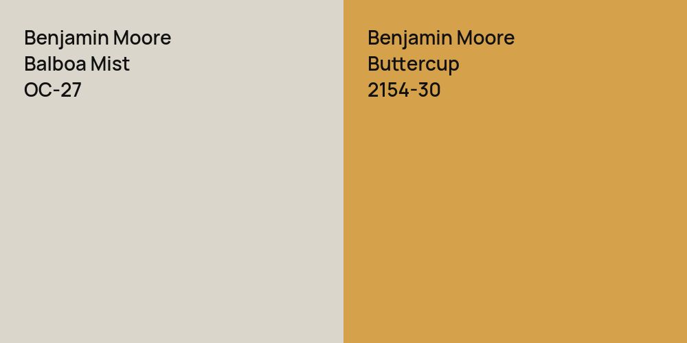 Benjamin Moore Balboa Mist vs. Benjamin Moore Buttercup